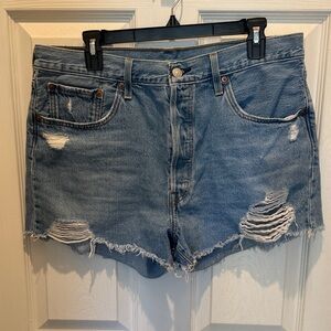 Levi's Blue Distressed Jean Shorts